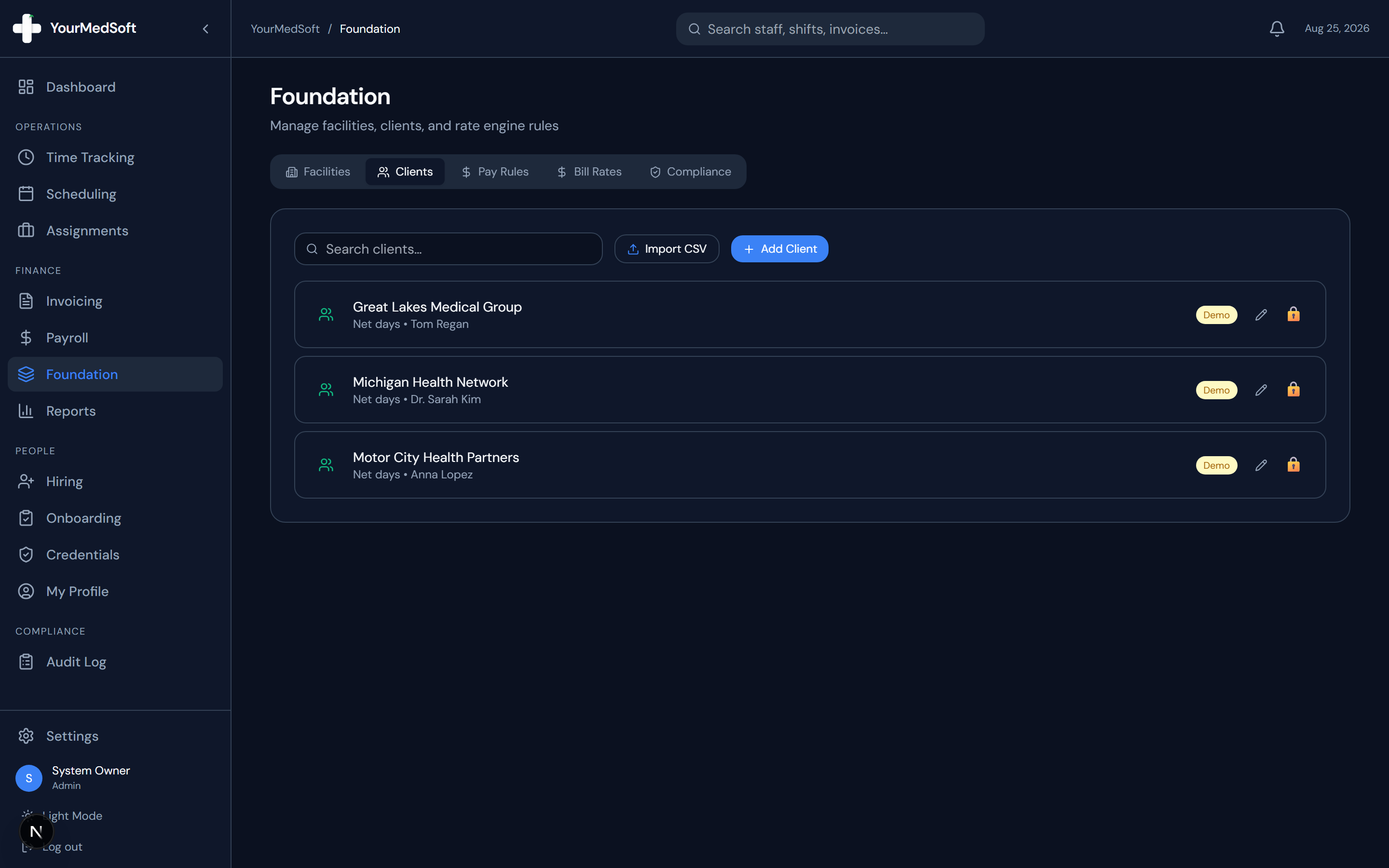 How do I add clients and configure payment terms?
